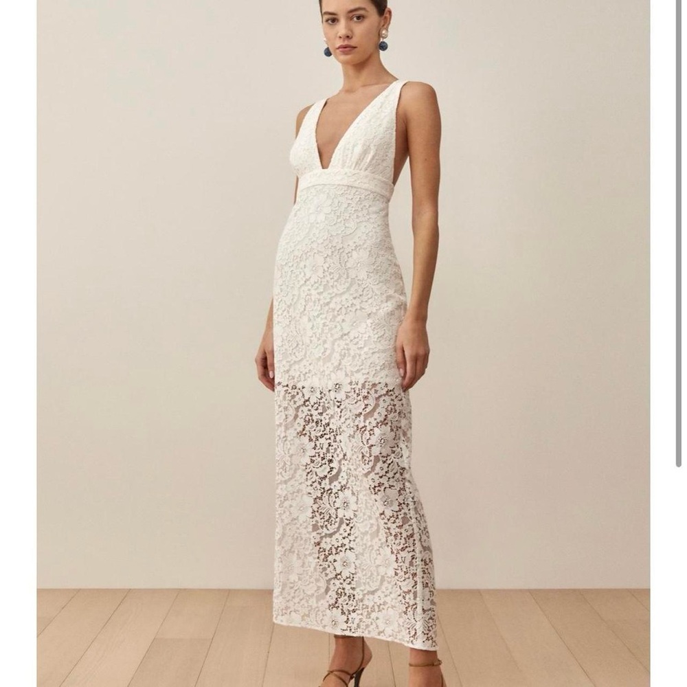 Reformation white lace Aigio dress